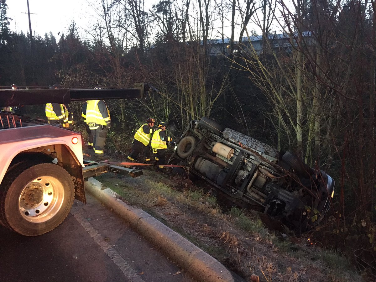 A tow truck has secured the vehicle, crews are gaining access to the driver. #skfrincident