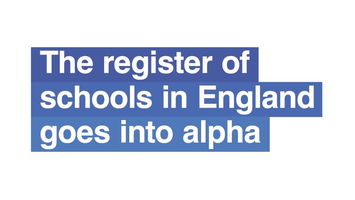 The register of schools in England goes into alpha