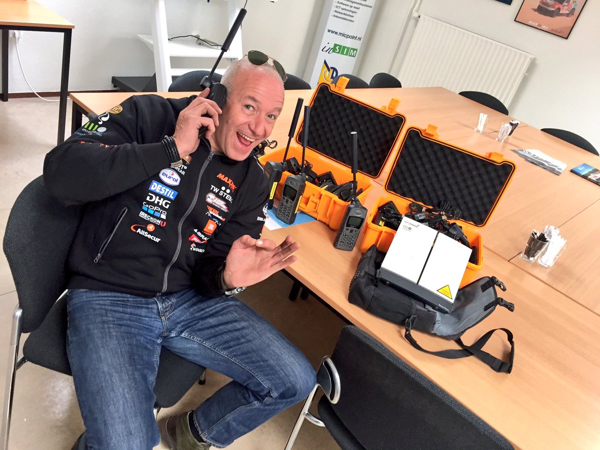 TimCoronel's tweet photo. In #dakar2017 we must be in Communication from everywhere in the world and @micpoint always helps us with satphones

So who calls me ?👍😜🙈 https://t.co/0JTeupGEj3