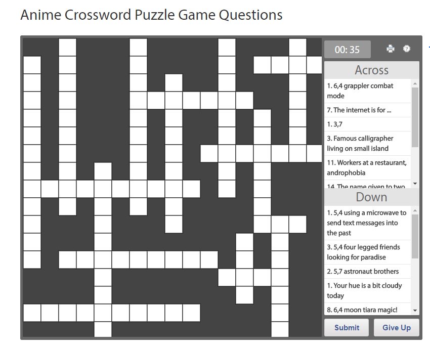 Right Stuf Anime On Twitter Test Your Anime Knowledge During Crosswordpuzzleday There S Lots Of Good Anime Crosswords Out There Know Of One Share It With Us Https T Co Pt4qeed7jz