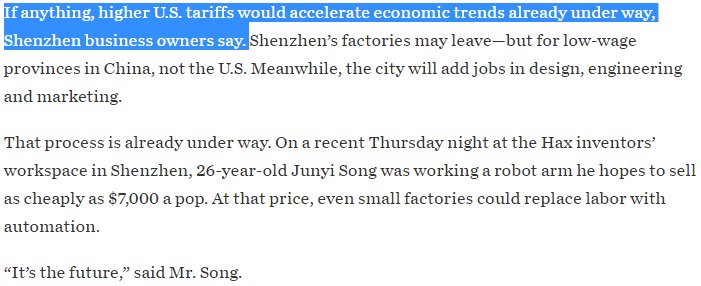 Vladimirth's tweet photo. CC:@greg_ip @carlquintanilla Skeptical China=#tariffproof manufacturer. But CCP may have more to fear from robots displacing labor than U.S. https://t.co/6isbqTzAqi