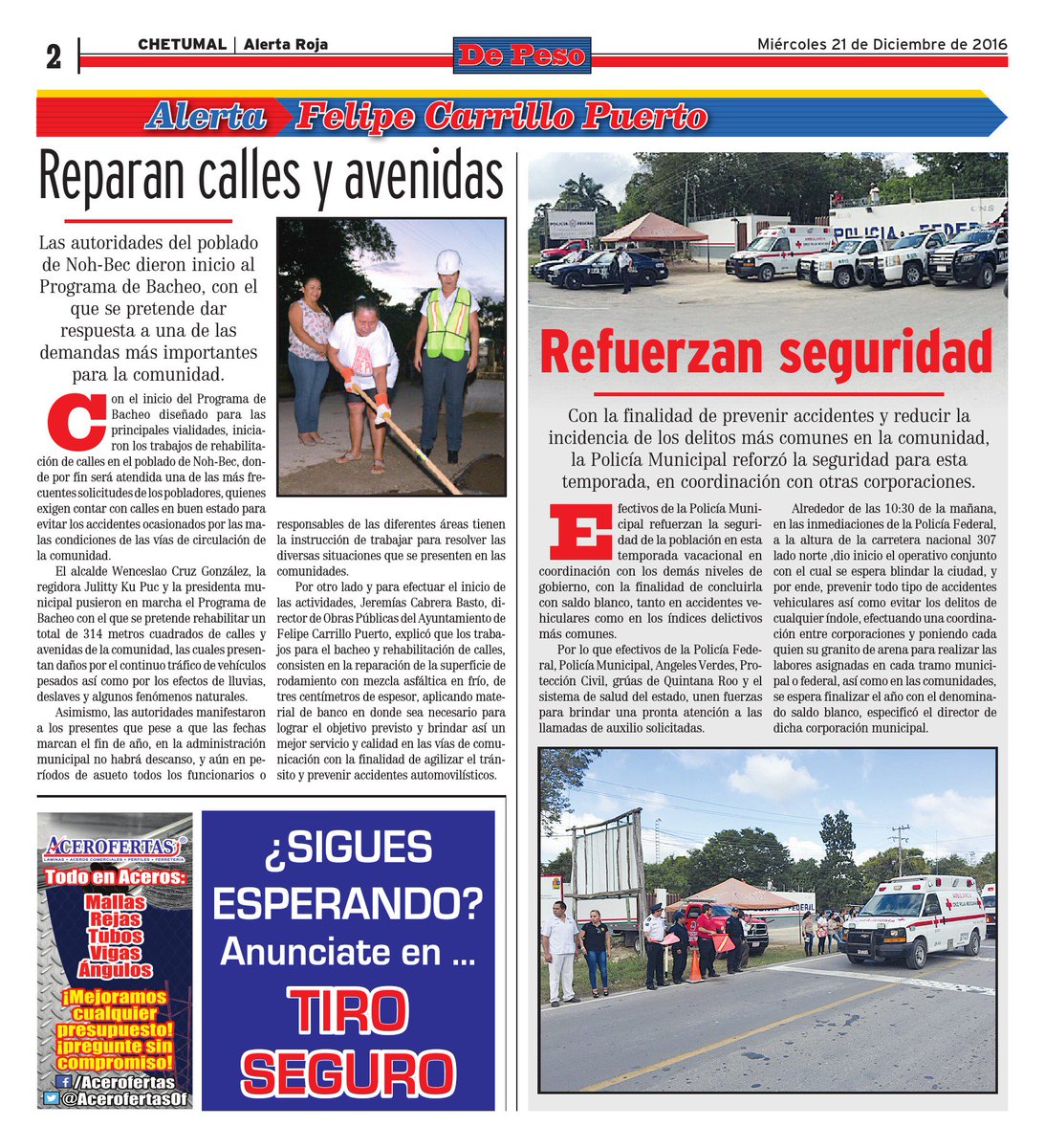 DPesoChetumal's tweet photo. #DePesoChetumal

Reparan calles y avenidas.
Refuerzan seguridad. https://t.co/Wts8QEKDon