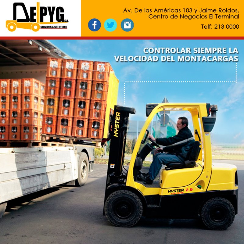 Delpyg_ec's tweet photo. Recuerda siempre controlar la velocidad del montacargas teniendo en cuenta posibles incidentes como superficies resbalosas #Hyster #forklift https://t.co/LArTpZzagp