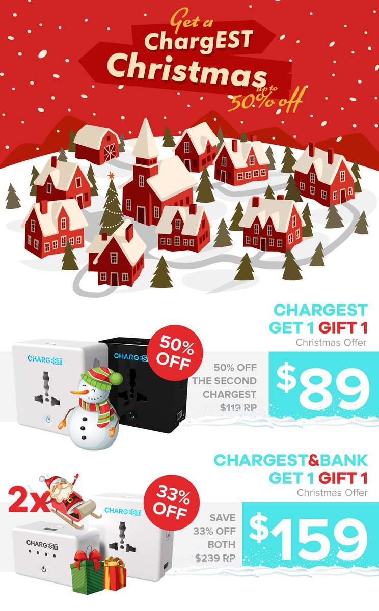 #ChargEST Christmas Promo - Buy One, Gift One - 50% OFF and new Referral Program - get your ChargEST for FREE! igg.me/at/gochargest