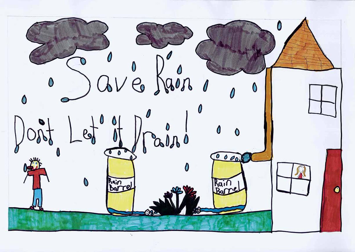 bewaterwiseh2o's tweet photo. Did you use a rain barrel during the recent rain? Here's a reminder from a Hill Creek Elem School 3rd grader to #saverain #bewaterwise https://t.co/ybj85fMGN4