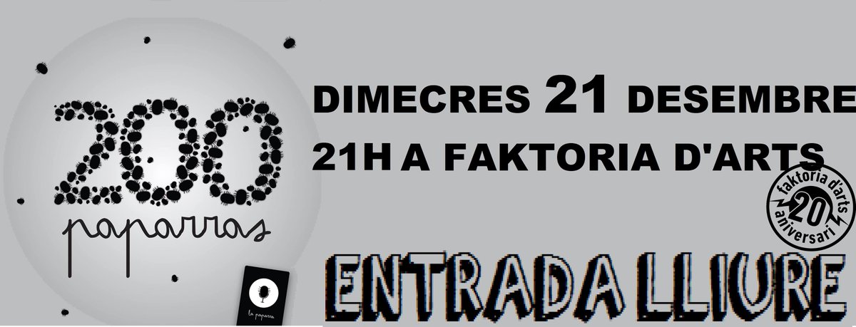Avui21h #200paparras @DjTrabubu a <a href="/SalaFAKTORIA/">Sala Faktoria d'Arts</a> <a href="/delacarme/">De la Carmela</a> <a href="/laflordelotro/">La Flor del Otro</a> <a href="/lapegatina/">La Pegatina</a> <a href="/animalgrup/">AnimalGrup</a> <a href="/dcallaos/">D'Callaos</a> <a href="/MorositoMusica/">Morosito</a> <a href="/TremendaMuelaes/">Tremenda Muela</a>