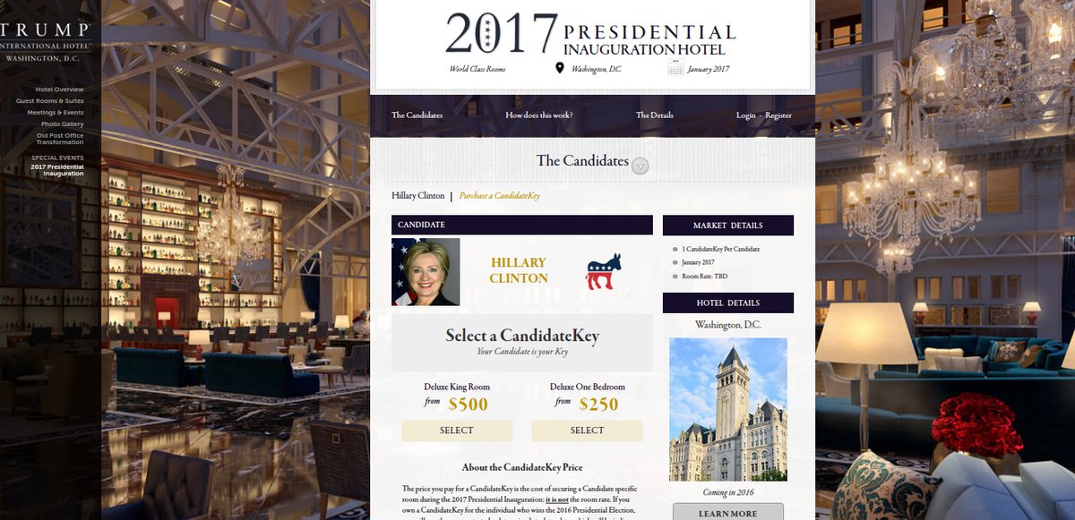 funder's tweet photo. RT:#Trump sold rooms for inauguration using Hillary Clinton's name &amp; image.
#amjoy #msnbc #cnn #wednesdaymotivation #hillary #StillWithHer https://t.co/LzejMNkxe0