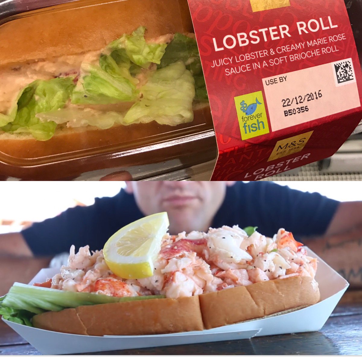 MomoMac12's tweet photo. Saw something today which reminded me of a classic @CaseyNeistat vlog #lobsterroll #sadlunch https://t.co/3dyNrLJwQW