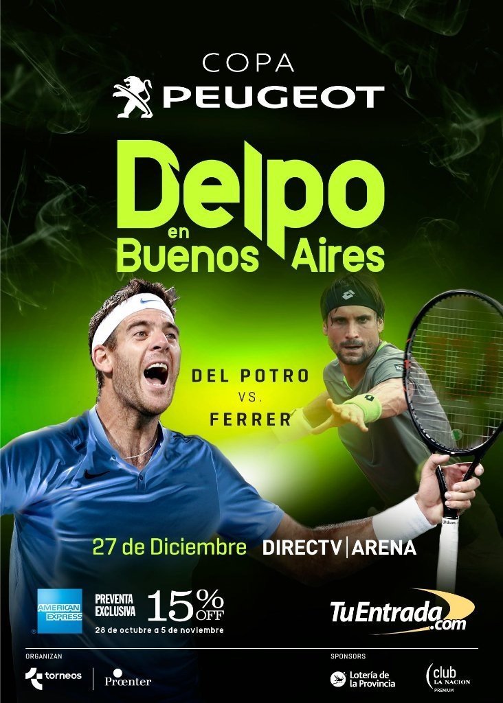 ¿Querés ver #CopaPeugeot @delpotrojuan y @DavidFerrer87 el 27/12 en BUE? Hace RT, mencioná a un amigo y participá por 2 pares de entradas.