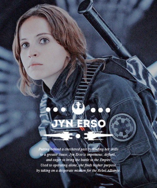 『Jyn Erso』

— Experienced writer, not new to the fandom
— Seeking SLs
— AUs
— Eng/Spa RP
— RT?
#StarWars

(Edit by blackleader.tumblr.com)