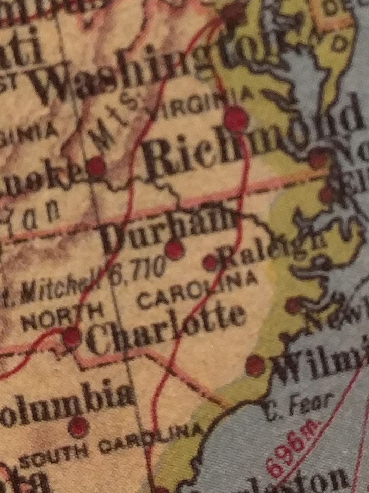 US map, ca. 1920, when it really was Durham-Raleigh.