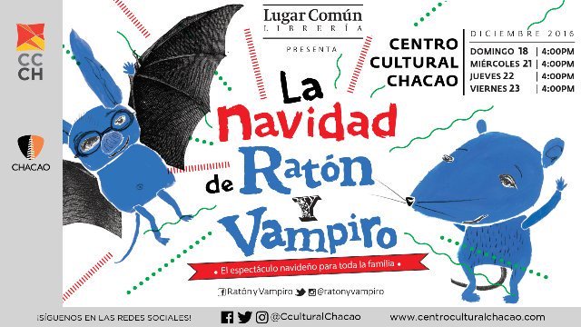 <a href="/RatonyVampiro/">Ratón y Vampiro</a> en el #CCCH para celebrar con toda la familia la navidad. Hasta el #23Dic Entradas en <a href="/Ticketmundo_ve/">TICKETMUNDO™</a>