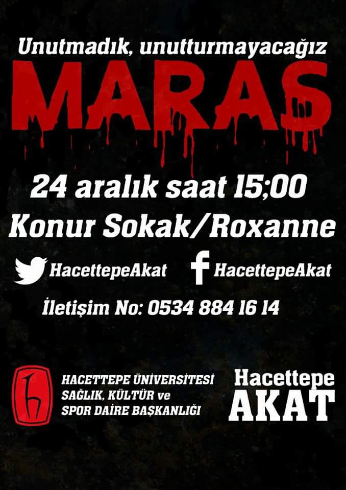 HacettepeA's tweet photo. Maraş Katliamı'nı anma etkinliğimize hepinizi bekliyoruz arkadaşlar. https://t.co/VUzrKlunkK