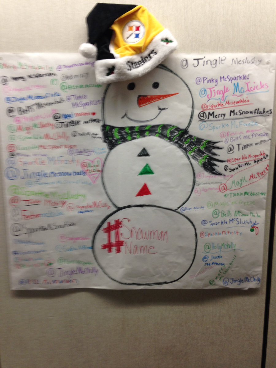 rozmccaleb's tweet image. Our snowman names! #classicnames #winterbreak #finishedproduct #steelersnowman