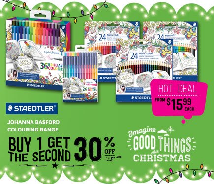 paperplusnz's tweet photo. #ImagineGoodThings, Staedtler Johanna Basford Colouring Range. Available in-store and online: https://t.co/BegwylmWk9 https://t.co/t01SoIM5wl