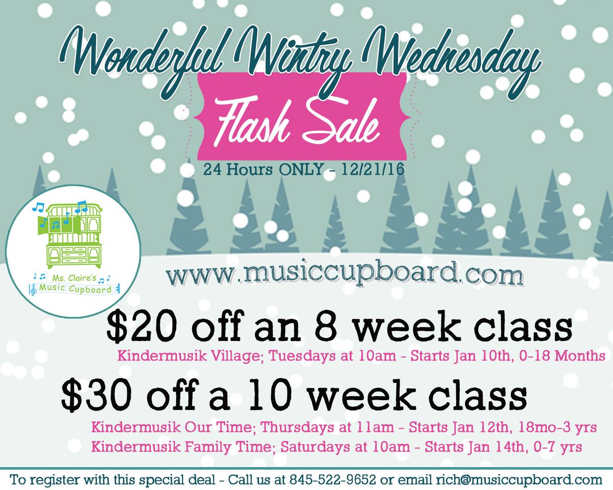 ClairMontessori's tweet photo. Today only! Call or e-mail us to save on January's Kindermusik classes at Ms. Claire's Music Cupboard! https://t.co/uN8qpdNKxG