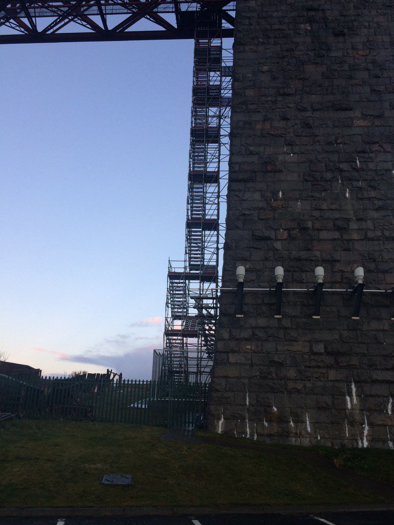 Layher stair attached to leg of forth rail bridge. Access for next 3 years.