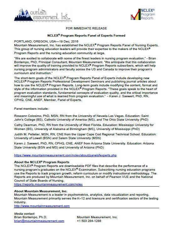 MtnMeasurement's tweet photo. Wonderful News: NCLEX® Program Reports Panel of Experts formed will benefit the nursing education community - https://t.co/Tt8a40ib4d https://t.co/fse4YurzD9