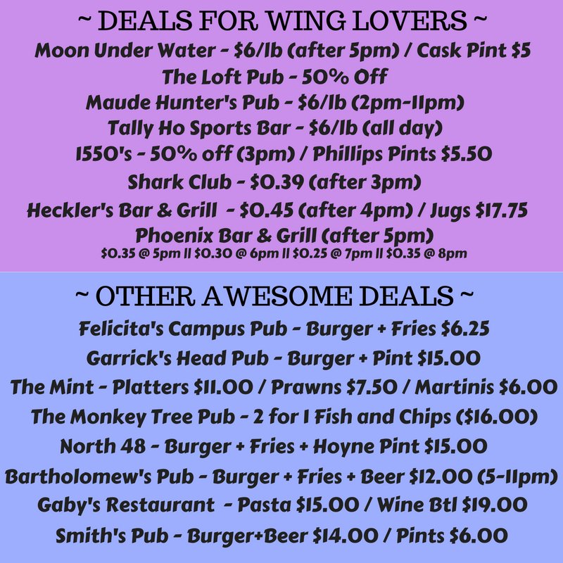CheepEatsVic's tweet photo. Today's deals for those who love #wingwednesday and those who don't ;)
There's something for everyone!
#yyj #yyjfood #nomnomnom https://t.co/WGxT8X7c8p