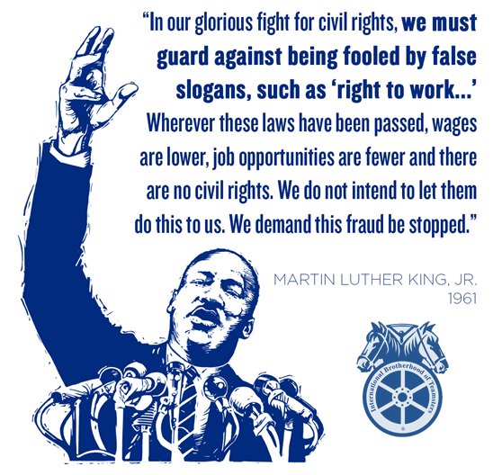 Teamsters's tweet image. &quot;Right to Work&quot; is an attack on wages, jobs and rights! #StopRTW #1u