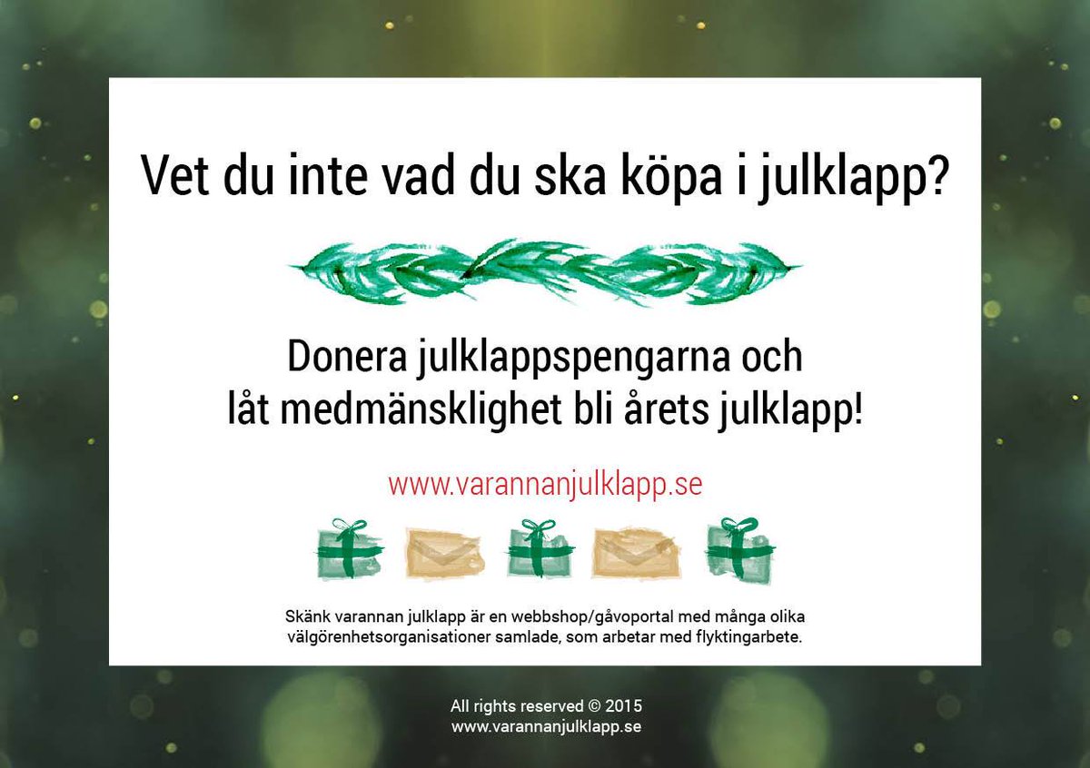 GeDinJulklapp's tweet photo. Flyktingströmmen har minskat, men behovet är fortfarande stort! Donera dina julklappspengar! #julklapp #jul #flykting #medmänsklighet https://t.co/qPh2OFCkmR