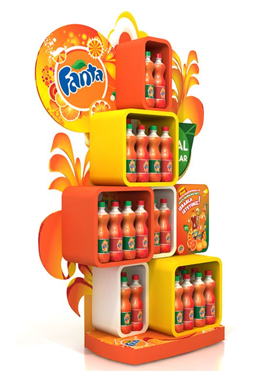 display_store's tweet image. Festive season needs blissful and colorful things,look at this display of Fanta! Love it! More incredible ideas:cardboarddisplays.com.hk