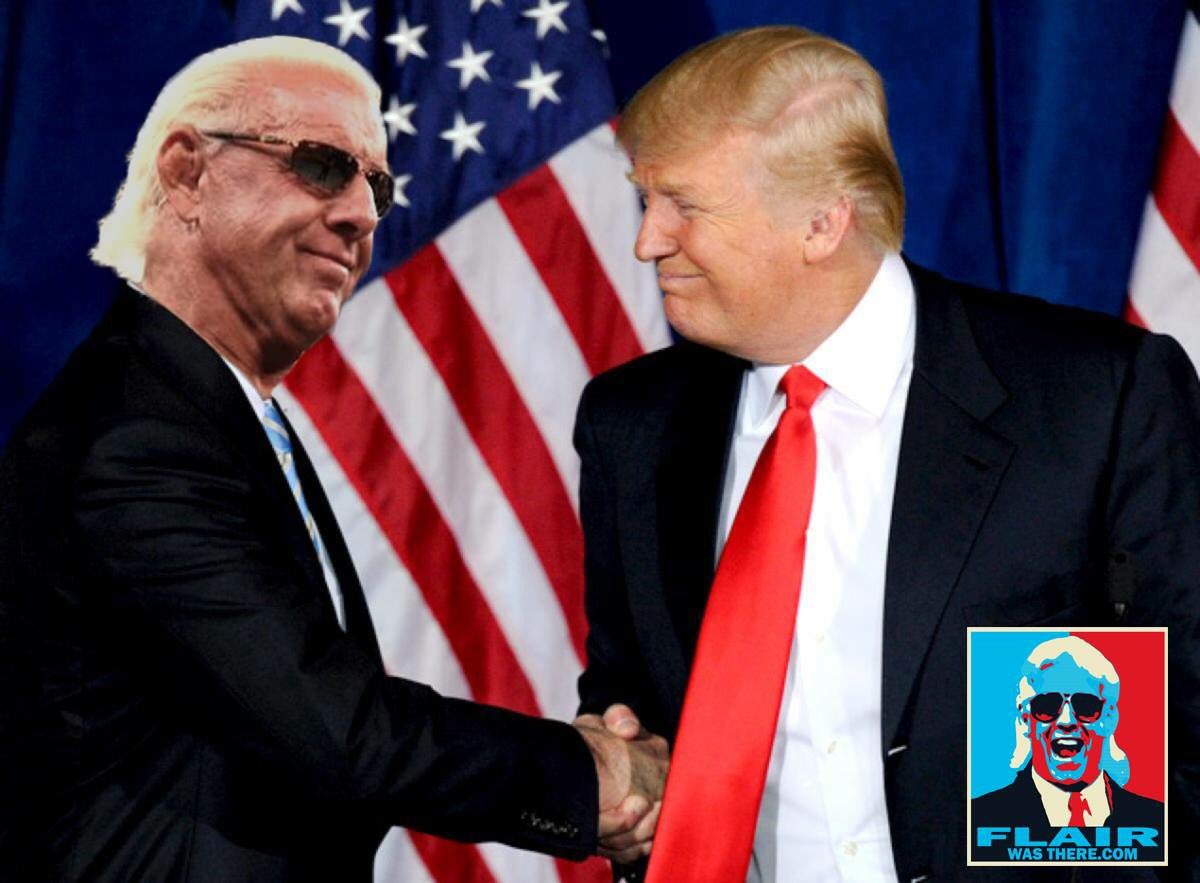 Flair_Was_There's tweet photo. Trump selects Ric Flair for Secretary of Sportsmanship and Fair Play. #dirtiestplayerinthegame https://t.co/5IDwsid7La