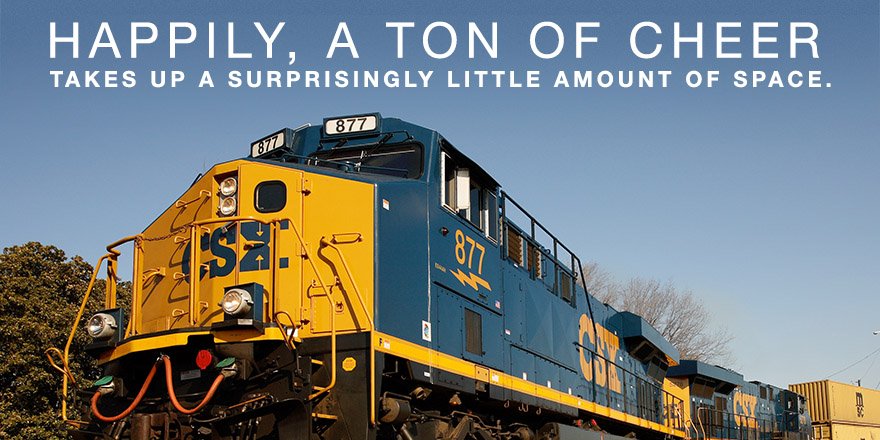 CSX's tweet image. It's that time of the year! CSX is moving freight coast-to-coast, to bring you cheer!