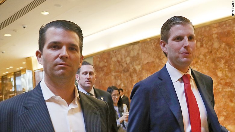 CNN's tweet photo. Trump sons removed as directors of nonprofit appearing to advertise meeting with president-elect for $1M donation https://t.co/6GPzui6oxO https://t.co/9MSNaF4jKZ