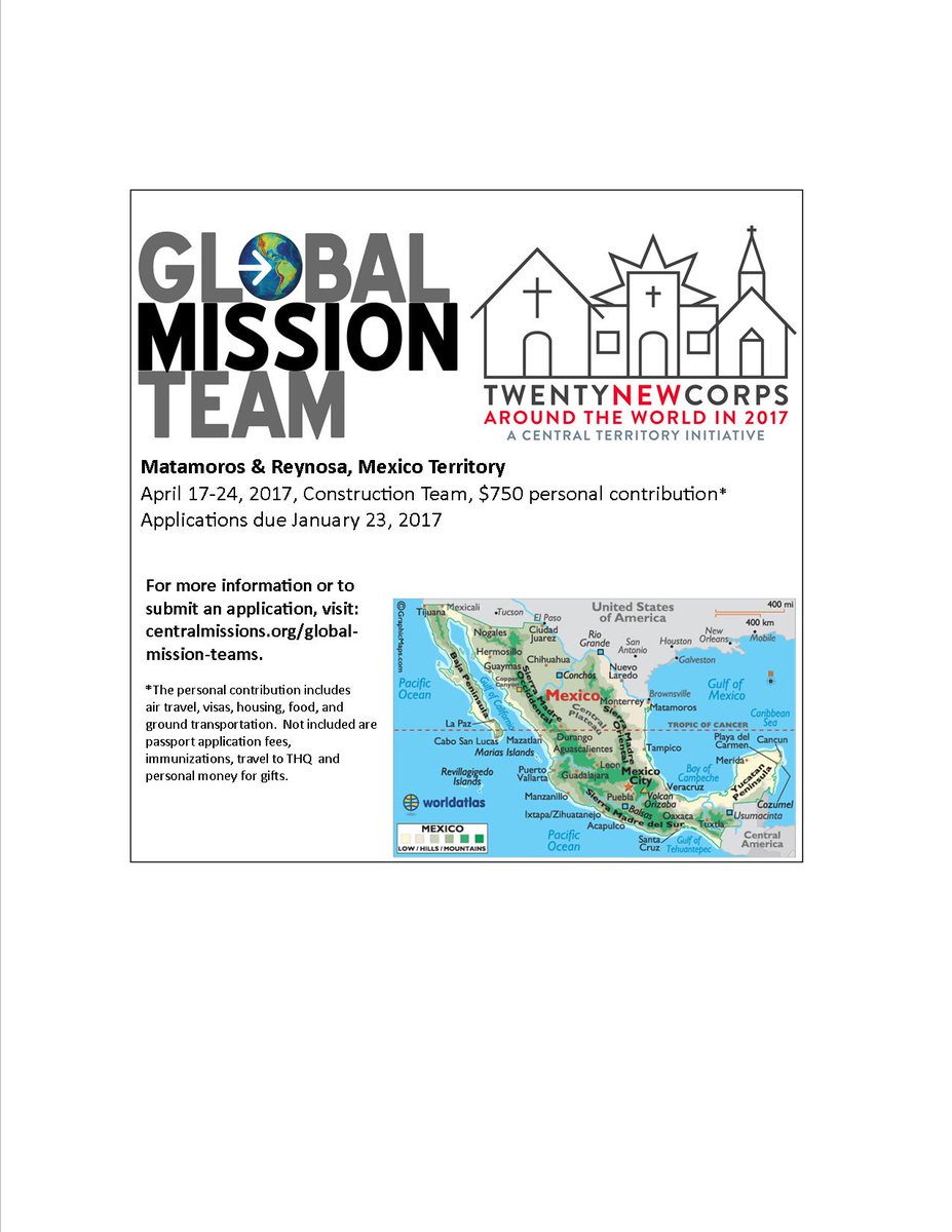WorldMissionsSA's tweet photo. Pleased to announce the Spring GMT opportunity to Mexico, one of the #20NewCorps locations. Apps are due Jan. 23. https://t.co/Rl7dHrgOt4 https://t.co/TqlDiWu790