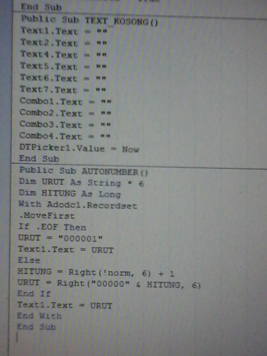 rnurdin_'s tweet image. Visual Basic yang melelahkan. Public Sub Autonumber ....
#microsoftvisualbasic #visualbasic6.0 #Tik6 #klinikanak #helpme