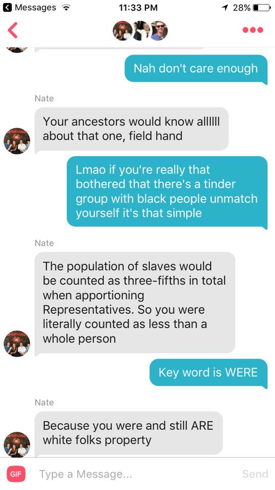 _teewrex's tweet photo. So ya, my girl Asha was on Tinder minding her business. When the lovely Nate came along and... @LifeAtPurdue I believe this is your student? https://t.co/pSfIc9mWBH