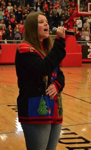 Marcus_HS's tweet photo. Allison Asplin sang the National Anthem beautifully today! https://t.co/zGj2ieBrze