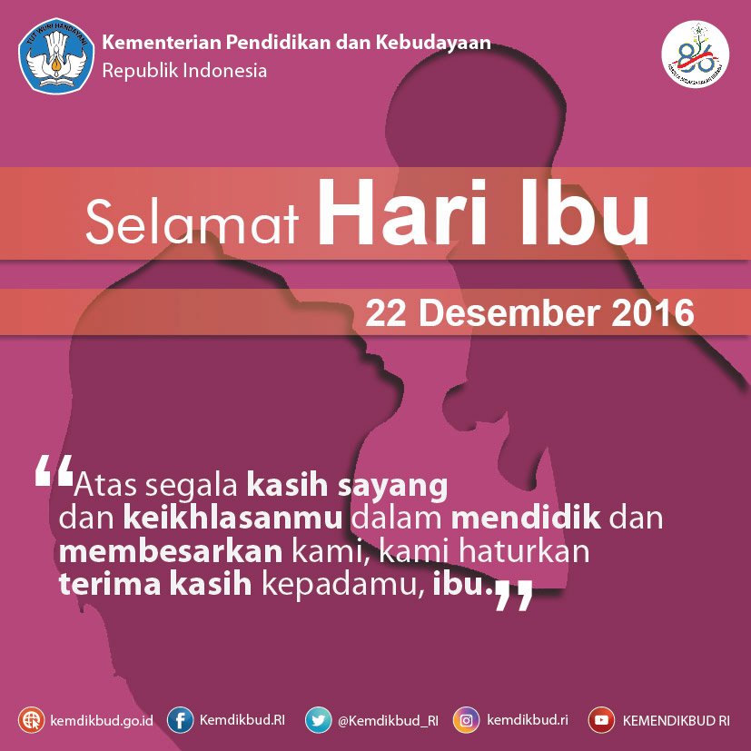 Kemdikdasmen's tweet photo. Selamat pagi, Sahabat Dikbud! Selamat #HariIbu! Ibu adalah sekolah pertama bagi anak2nya. #TerimaKasihIbu #perempuanhebat https://t.co/AlqMVSlS6q