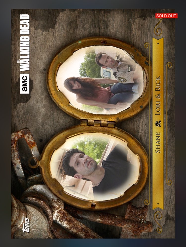 Gold84rz's tweet photo. @ToppsTWD my favorite Rick grimes card is the wave 1 smitten award featuring Lori &amp; Shane. Fan name is GOLD84RZ #TWDCT https://t.co/dXqE92qhBR