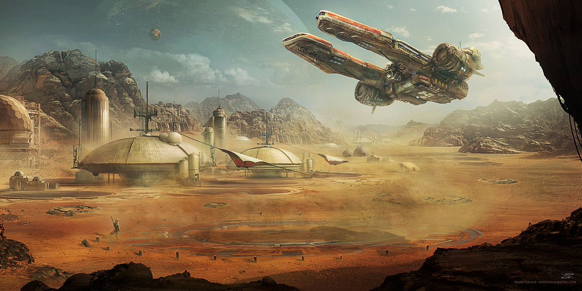 geekscapes's tweet photo. "The Appointment"
Artist: Sebastien Hue
Source: https://t.co/uI2XFc2RRS
#scifi #starship #starbase #desert #alien #space #gsotd2016 https://t.co/4GdAANVF6l