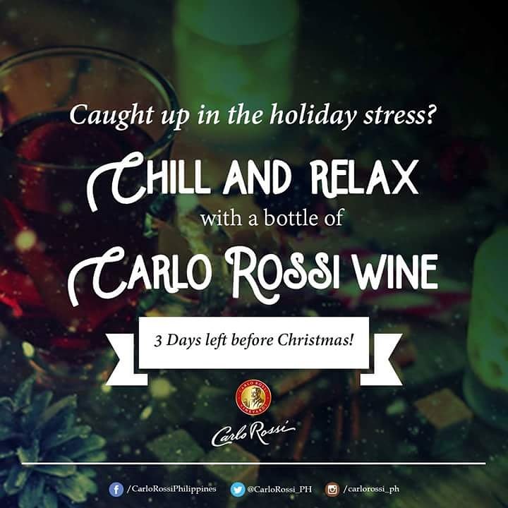 CarloRossi_PH's tweet photo. Christmas is a happy season, don't sweat the small stuff and take time to enjoy the holiday spirit. #CarloRossiPH #CarloRossiMemories https://t.co/wLzZ2Y4pRM