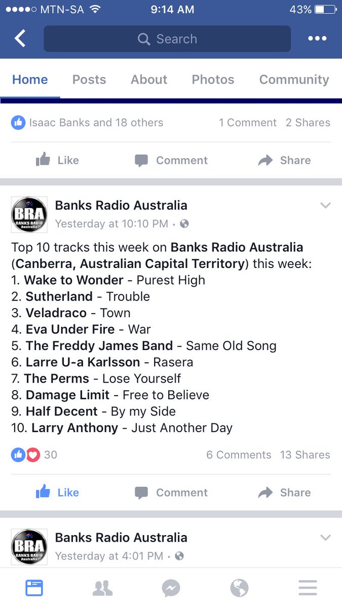 S/O to <a href="/BanksRadioAU/">Banks Radio AU</a> for all their support! Their Top 3 tracks this week are from <a href="/WaketoWonder/">Wake to Wonder BAND</a> <a href="/Sutherland_Za/">Sutherland</a> and <a href="/Veladraco/">Veladraco</a> !