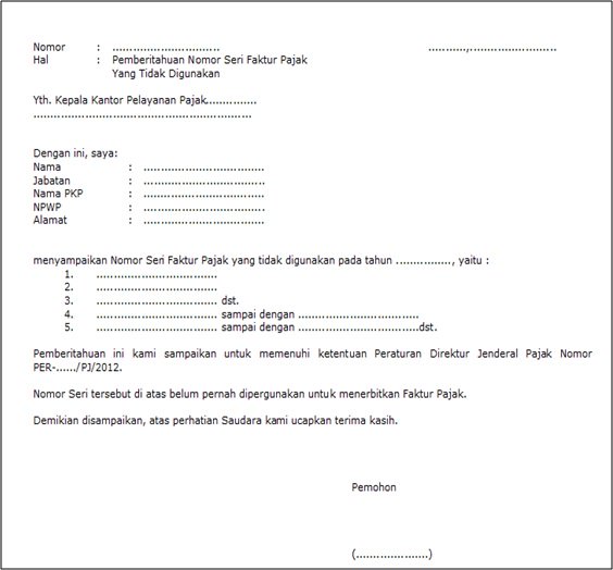 Form Pengembalian Nomor Seri Faktur Pajak