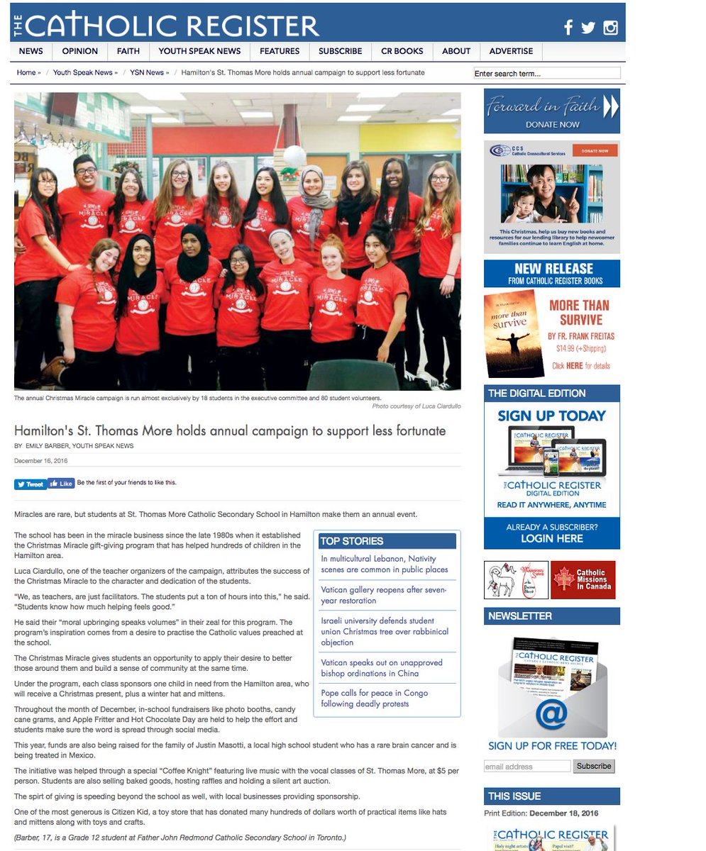 l_ciardullo's tweet photo. @stm_miracle featured in the Catholic Register ! What an honour ! https://t.co/WeWcGFPFJX