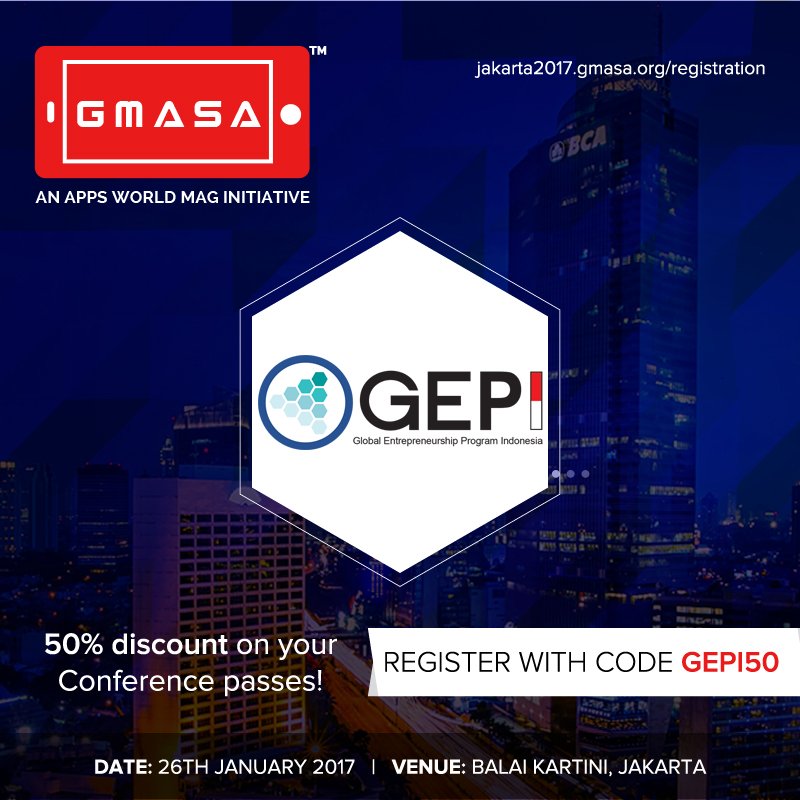 Join us at #GMASA'17 to listen to experts from Google, Twitter &amp; more!! Early bird offer available!

Register now: jakarta2017.gmasa.org/registration/