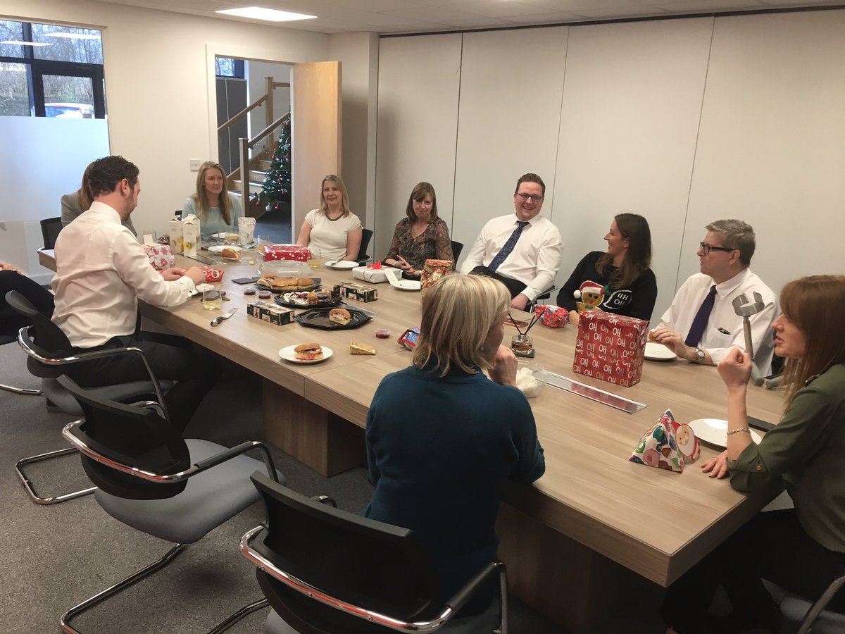 angela_acumen's tweet photo. #SecretSanta lunch for @AcumenF and we are all to pleased to have Derek back with us at last #WelcomeBack @KirkwoodWilson @DrSimonFrampton https://t.co/WGQDANqNmS