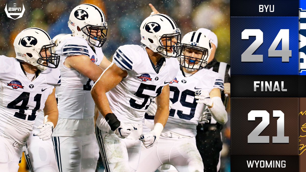 ESPNCFB's tweet photo. BYU wins the Poinsettia Bowl!

Kai Nacua gets the huge interception to secure BYU's first bowl win since 2012. https://t.co/SZf9zbukQg