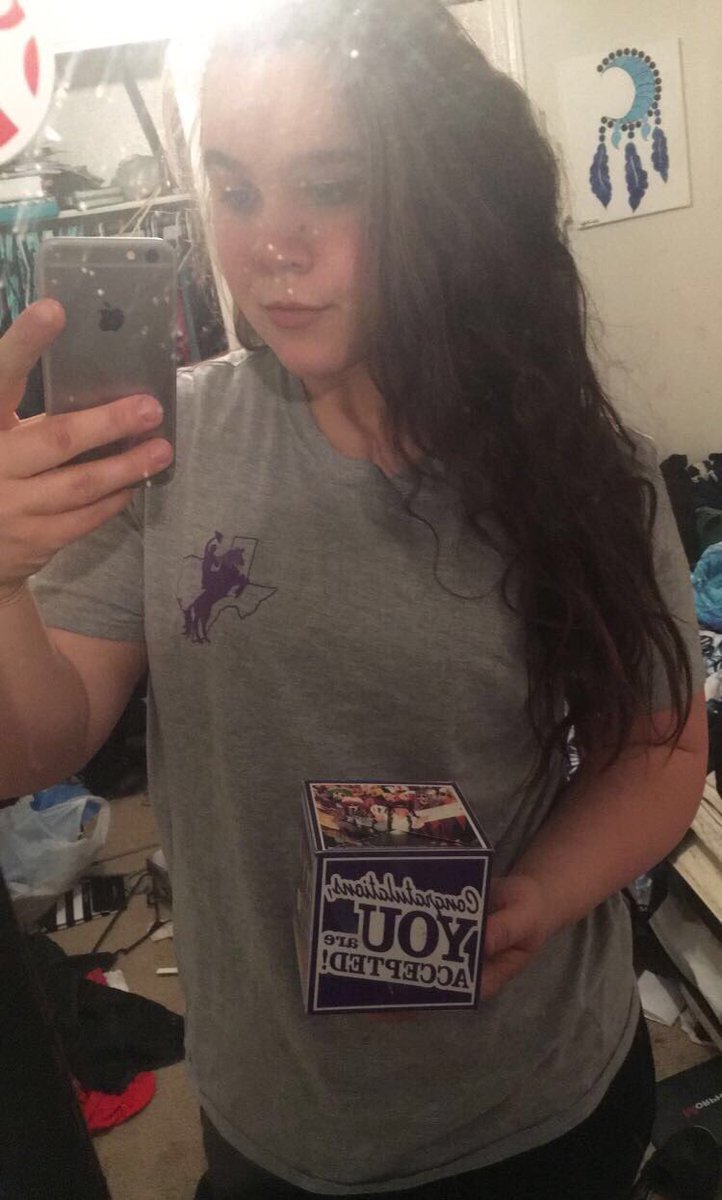 Toriettes's tweet photo. Got accepted to Tarleton!!💜 #tarletoncube #tarleton21 https://t.co/i80aLEFY5V