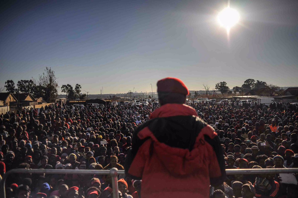 EFFSouthAfrica's tweet photo. #EFFThrowBack: from sunrise to sunset- our CIC @Julius_S_Malema preached the gospel of economic freedom in our lifetime https://t.co/tLaFkjBO1k
