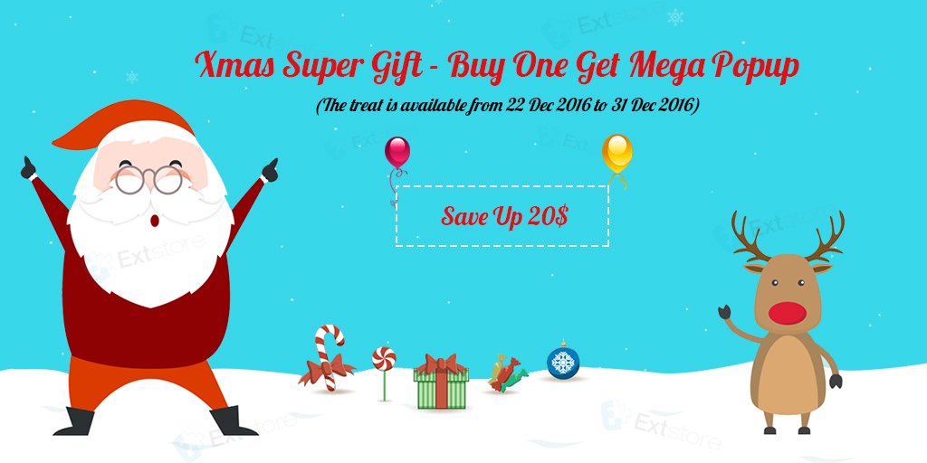 ExtStore's tweet image. Xmas Super Gift From ExtStore - Buy One Get Mega Popup
Hurry Up To Save Up 20$
Check it out: bit.ly/2hcso1A
#joomlaextension #xmas