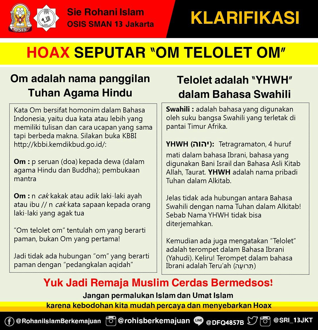 Saring sebelum sharing guys! Jaga harga diri Islam dan Umat Islam! Jangan tertipu hoax bro n sis #omtelatom #OmTeloletOmGoInternational