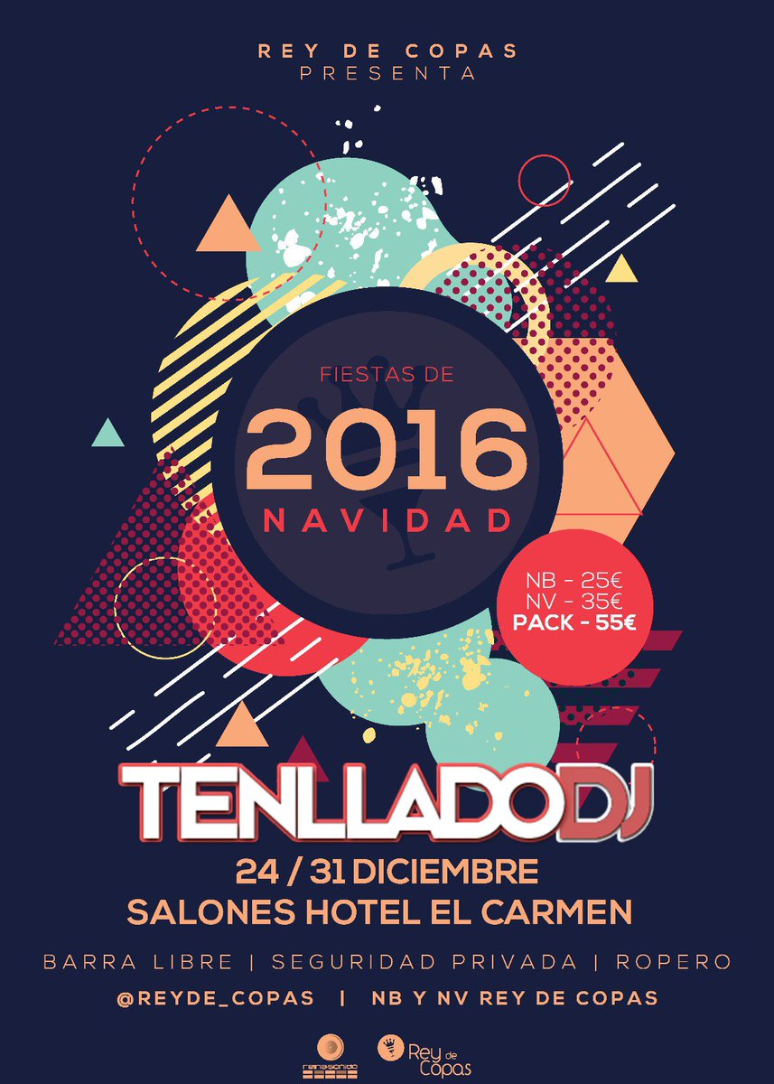 @tenlladodj estará pinchando en el cotillón de nochevieja en el hotel el Carmen junto a los amigos del rey de copas #navidad #buenamusica