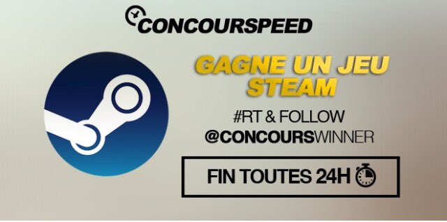 ConcoursWinner's tweet photo. 💥 CONCOURS💥

🔥 Gagne un jeu Steam 🔥

🎁 RT &amp; FOLLOW @ConcoursWinner + @AmnelGFX 🎁 

🍀 TAS : 22:00 🍀 #concours #steam #giveawaw https://t.co/x2VIFOzJK4