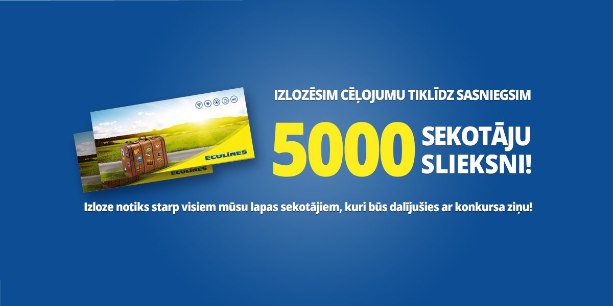 Ecolines's tweet photo. Laimē ceļojumu diviem uz Tallinu, Viļņu vai Varšavu https://t.co/mzV488fgpO https://t.co/573wWjhGzj